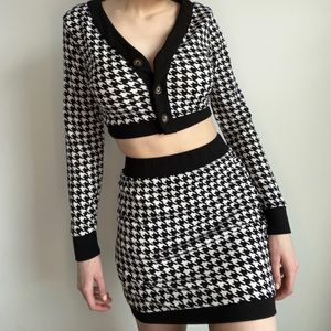 Houndstooth Skirt Set